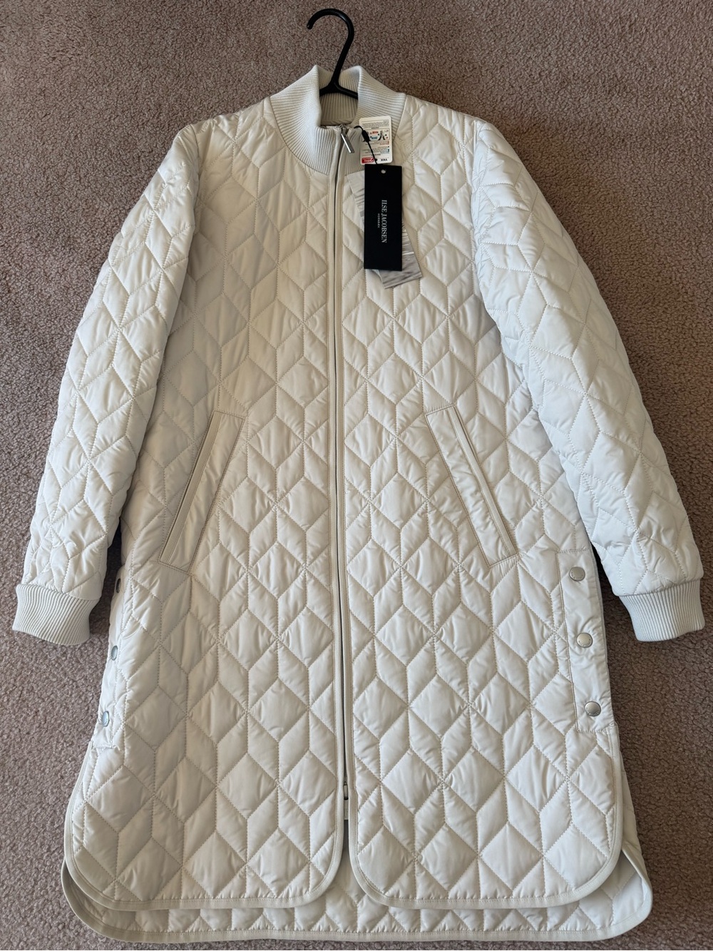Quilted Long Ivory Coat - ISLE JACOBSEN